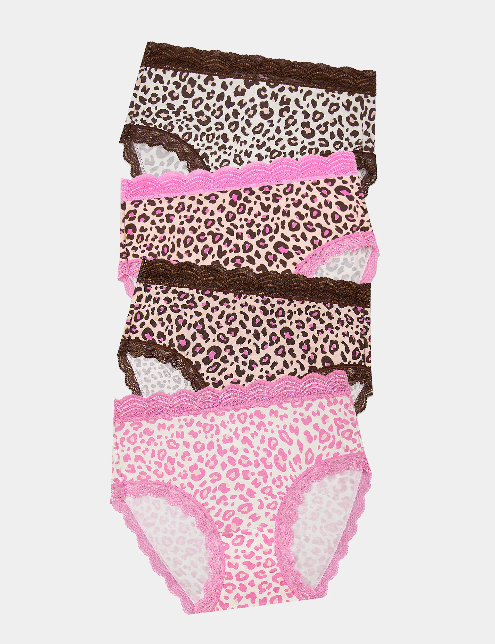 High Rise Knicker Four Pack - Liquorice Leopard