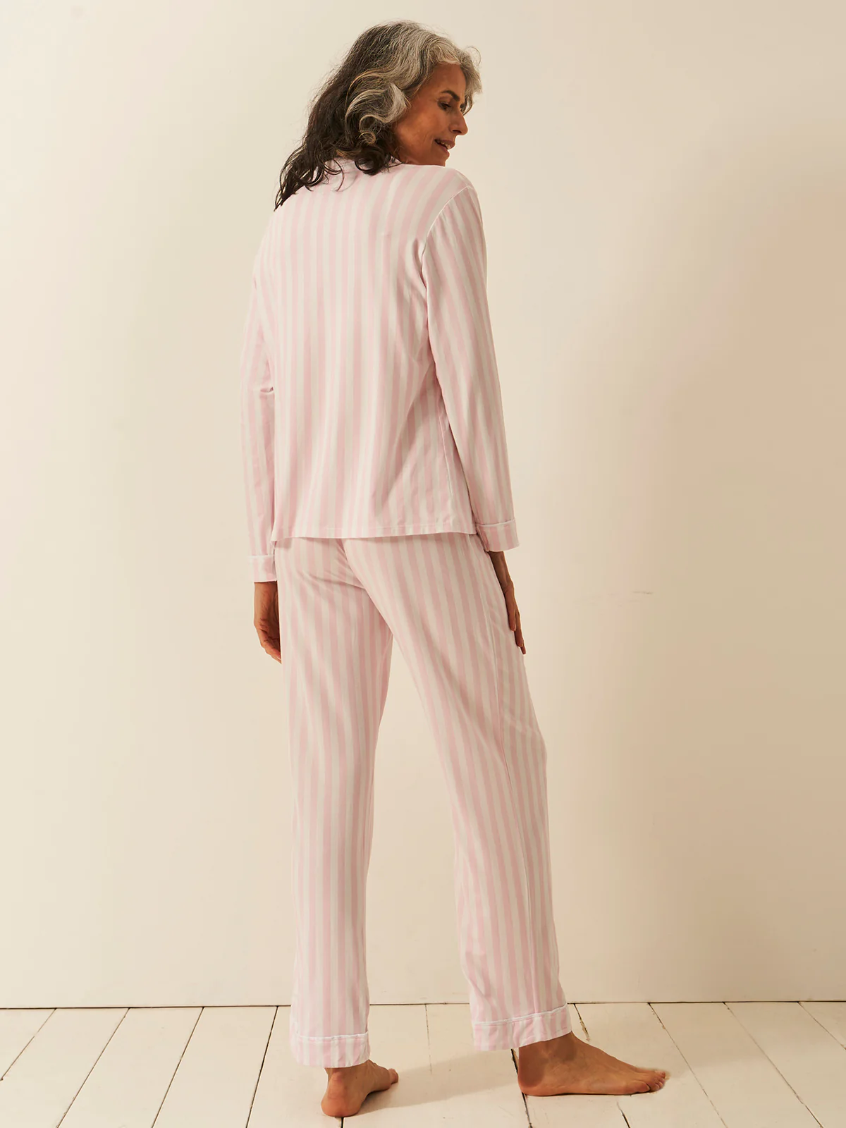 Long Pyjama Set - Pale Pink Stripe - Image 11