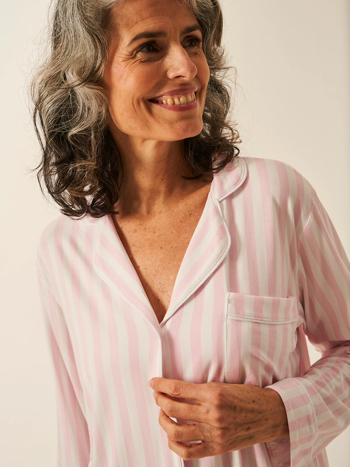 Long Pyjama Set - Pale Pink Stripe - Image 8
