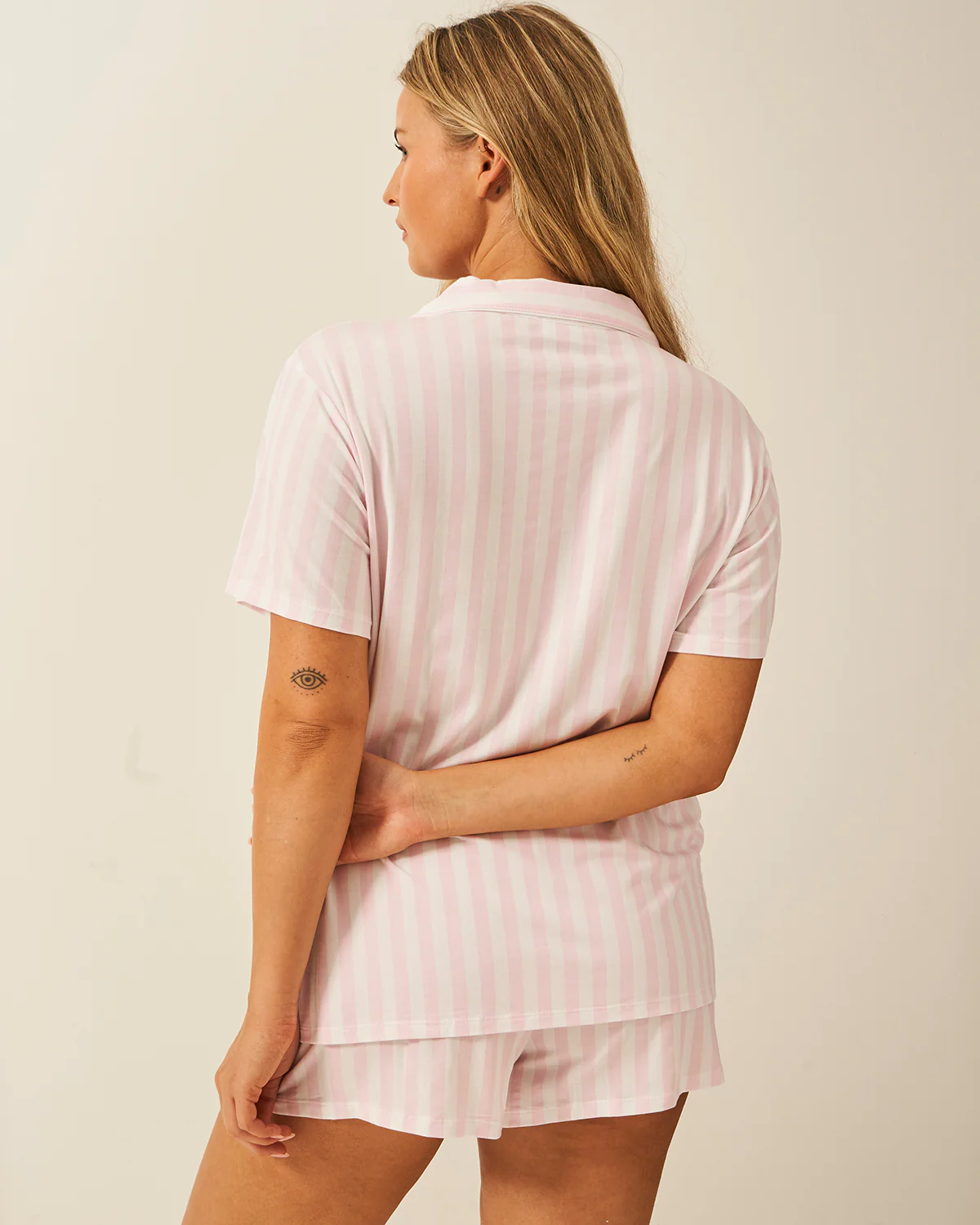 Short Pyjama Set - Pale Pink Stripe - Image 8