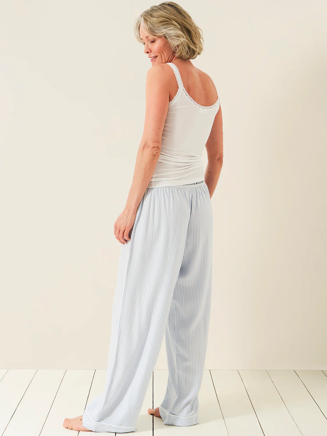 Soft Brushed Woven Pyjama Bottoms - Blue Stripe - Image 11