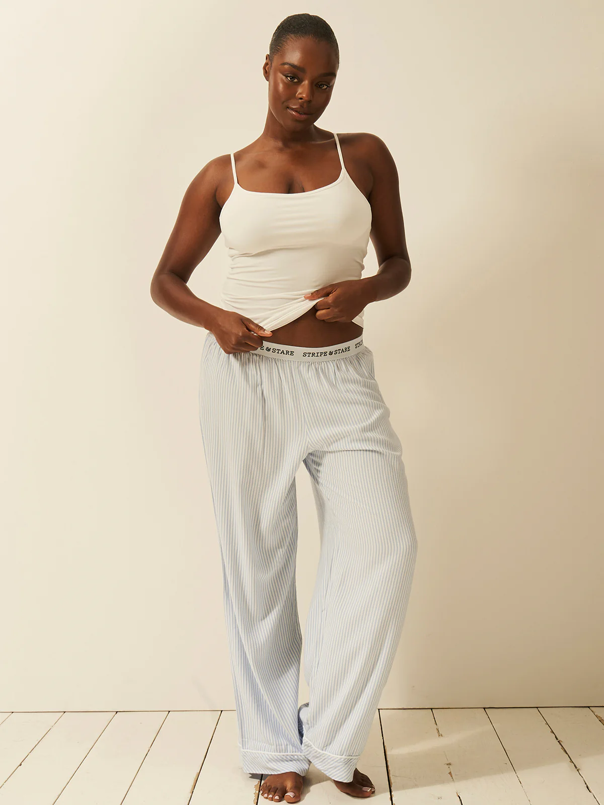 Soft Brushed Woven Pyjama Bottoms - Blue Stripe - Image 6