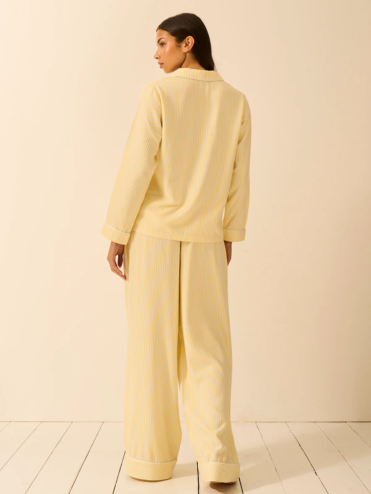Soft Brushed Woven Pyjama Bottoms - Lemon Stripe - Image 4