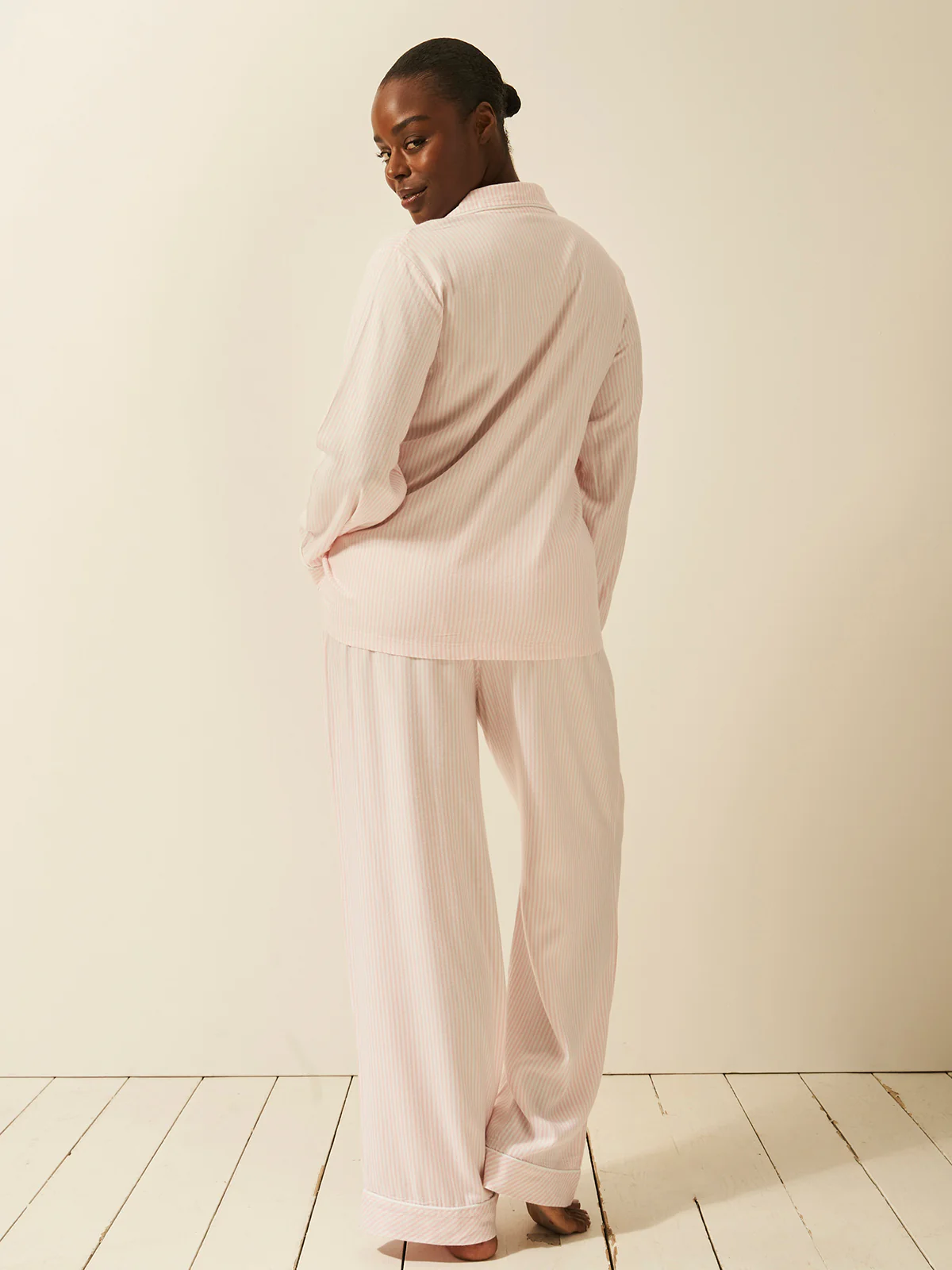 Soft Brushed Woven Pyjama Bottoms - Pink Stripe - Image 3