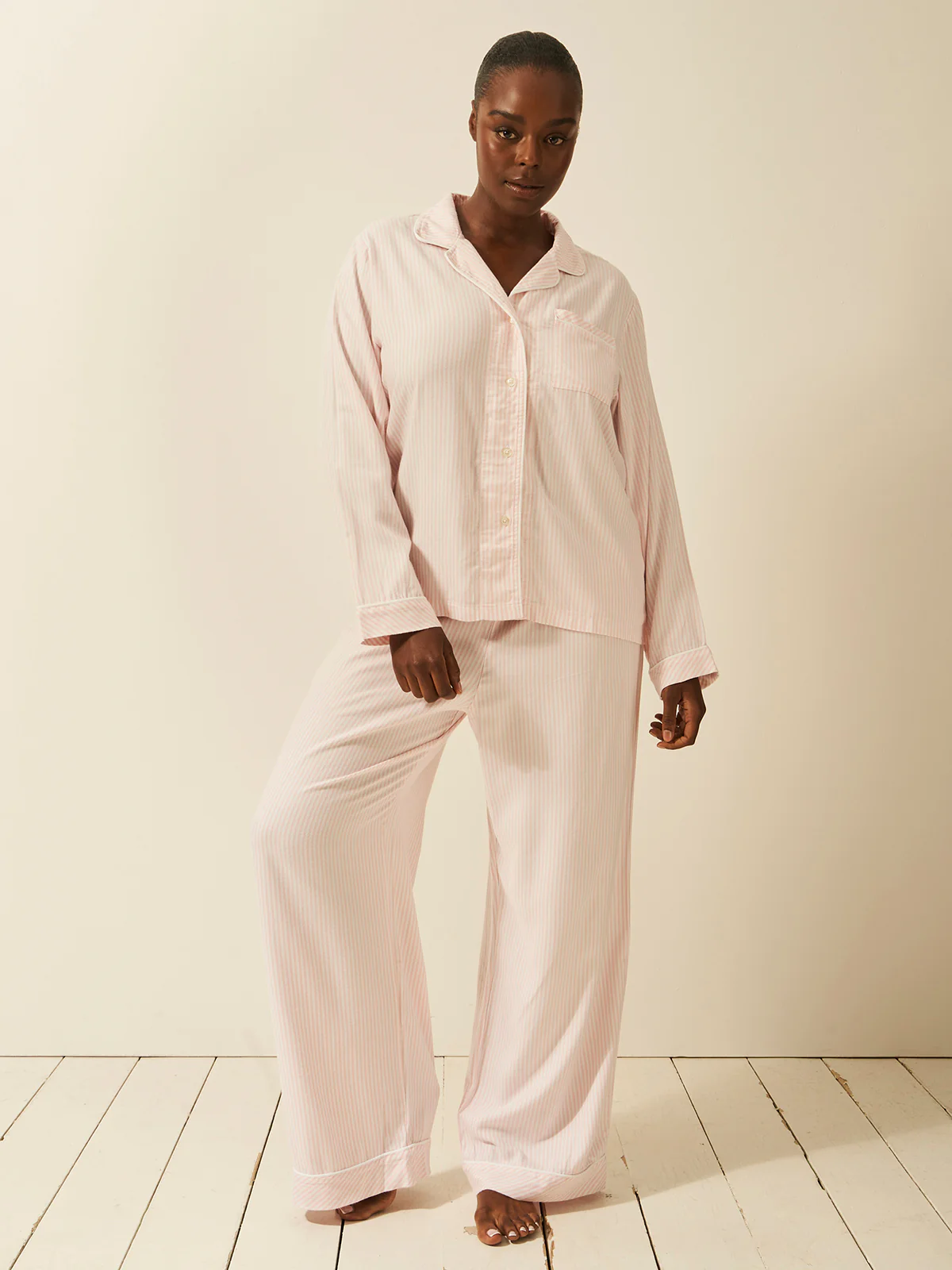Soft Brushed Woven Pyjama Bottoms - Pink Stripe - Image 5