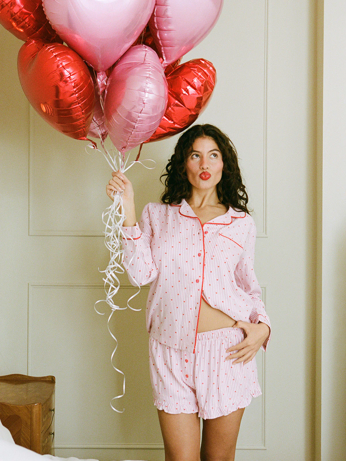 Soft Brushed Woven Pyjama Top - Hearts - Image 6
